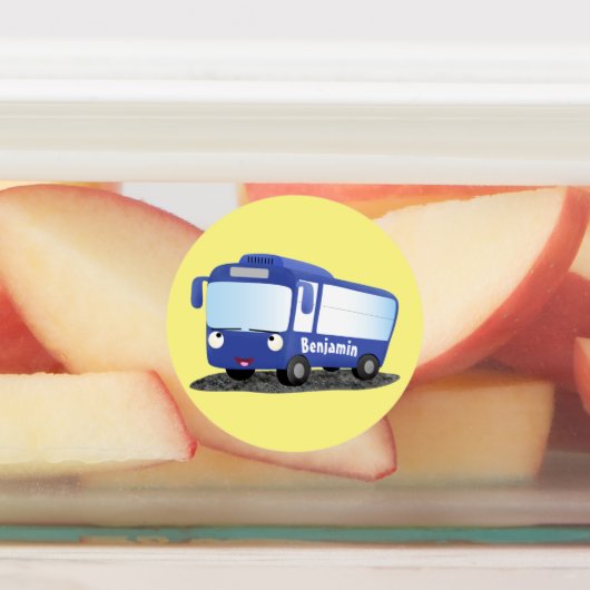 Étiquettes Illustration d'un bus moderne bleu mignon (Apposé)