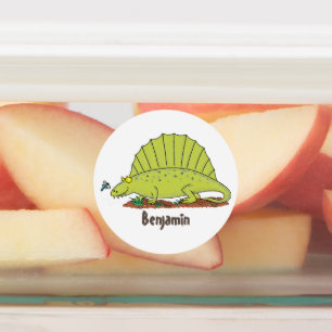 Étiquettes Illustration d'un dimétrodon vert mignon