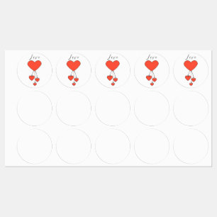 Étiquettes Illustration simple avec coeur écarlate Amour