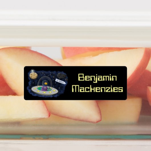 Étiquettes Image de dessin animé Cute ufo space personnalisée (Apposé)