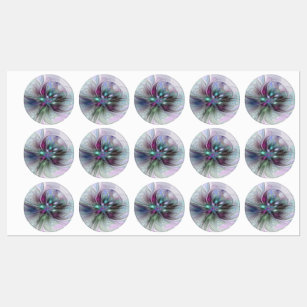 Étiquettes Imaginaire coloré Abstrait Fleur fractale moderne