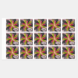 Étiquettes Imaginaire rose vert anthracite Fleur Nom fractal