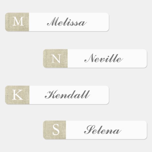 Étiquettes imperméables au monogramme de burlap ru (Groupe)