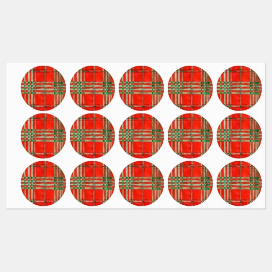 ÉTIQUETTES IMPERMÉABLES TARTAN ROUGE SCOTT (Feuille)