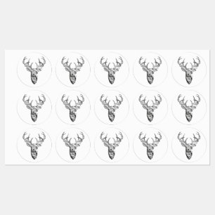 Étiquettes Impression de style 1n de Cerf blanc en argent