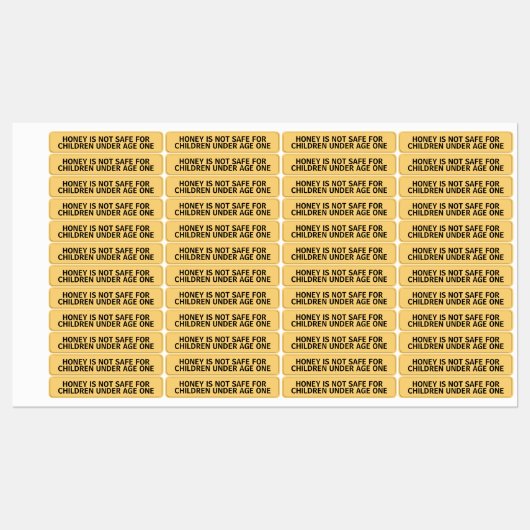 Étiquettes Infant Warning Honey Jar Lid Security Label Yellow (Feuille)