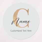 Étiquettes Initiale C & Nom Personnalisés Monogramme Moderne (Design 2)