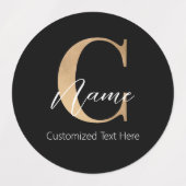 Étiquettes Initiale C & Nom Personnalisés Monogramme Moderne (Design 1)