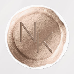 Étiquettes Initiales de sceau de cire d'or rose Monogramme Ma