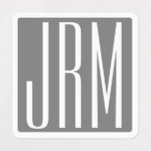 Étiquettes Initiales Monogramme | Blanc Sur Gris (Design 1)