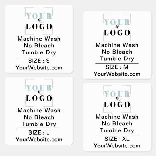 Étiquettes Instructions de soins et taille Carré Vêtements bl (Groupe)