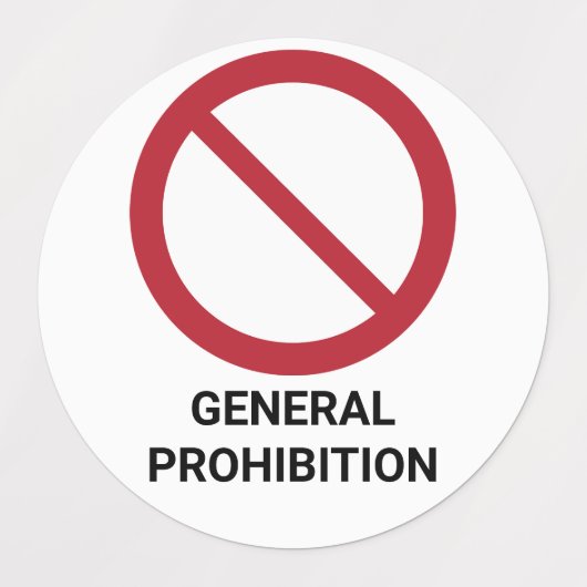 Étiquettes Interdiction générale, série de 30 Interdiction (Design 2)