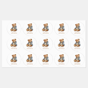Étiquettes Invitation à la Baby Shower Ours en Peluche Peut à
