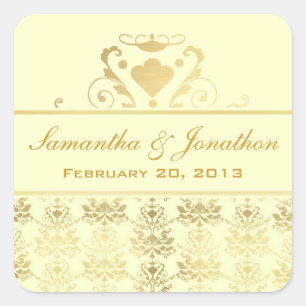 Étiquettes Ivory & Gold Mariage damassé