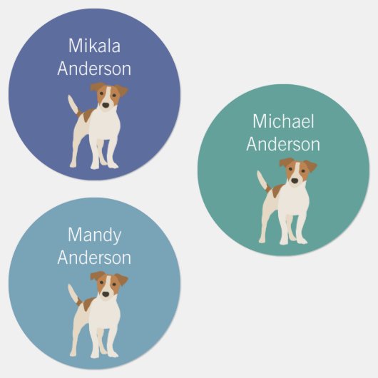 Étiquettes Jack Russell Terrier couleurs chien étanche étique (Groupe)