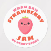 Étiquettes Jam aux fraises Kawaii (Design 1)