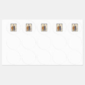 Étiquettes Japanese Karuta Cat with Tai Fish (Feuille)