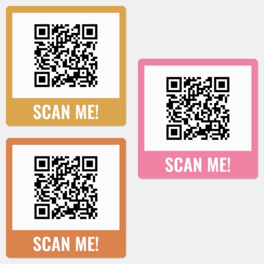 Étiquettes Jaune Rose Orange Scan Me! Code QR (Groupe)