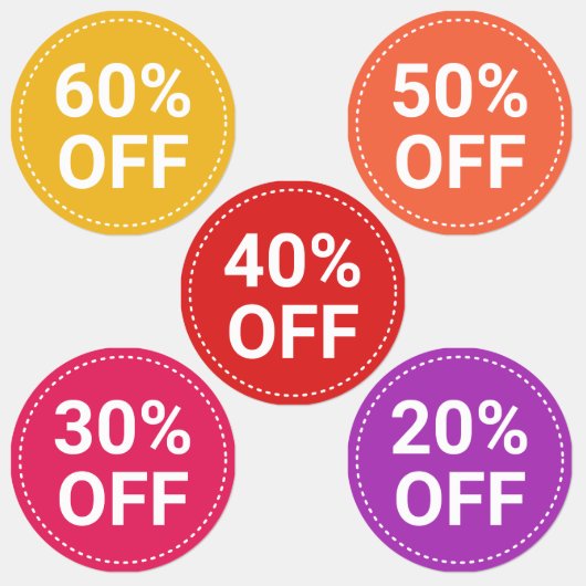 Étiquettes Jaune Rouge violet Petites entreprises Ventes 60%  (Groupe)