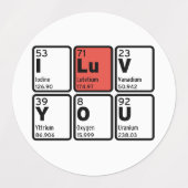 Étiquettes Je T'Aime Tableau Périodique (Design 2)