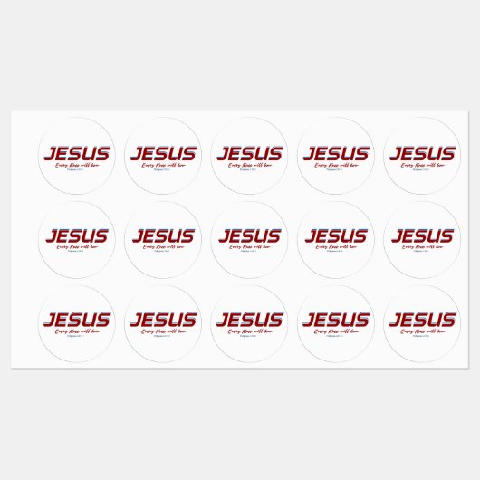 Étiquettes Jésus Chaque genou courra Philippiens 2:10-11 (Feuille)