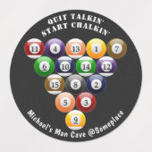 Étiquettes Jeu de billard à huit balles en rack à 8 balles (Design 2)