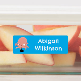 Étiquettes Joli bébé poulpe rose dessin animé personnalisé