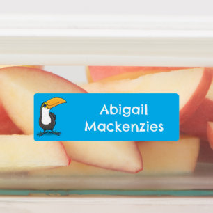 Étiquettes Joli caricature bleu vert toucan joyeux personnali