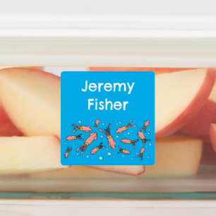 Étiquettes Joli caricature de calmar rose motif personnalisé