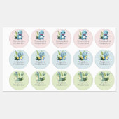 Étiquettes Joli dinosaure à l'aquarelle Nom étanche à la verd (Feuille)