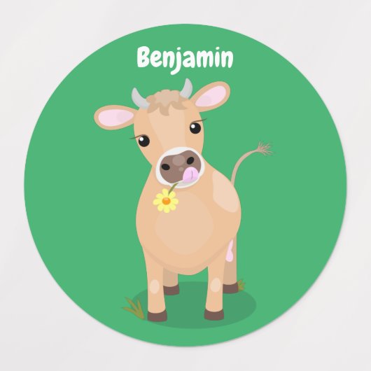 Étiquettes Joli joli maillot de vache et dessin de fleurs (Design 2)