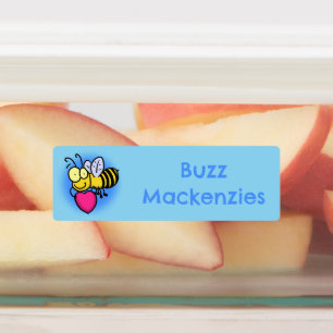 Étiquettes Jolie abeille drôle avec caricature de coeur perso