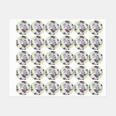 Étiquettes Jolie fleur violette Imprimer sur vert (Feuille)