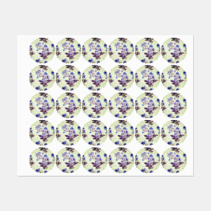 Étiquettes Jolie fleur violette Imprimer sur vert