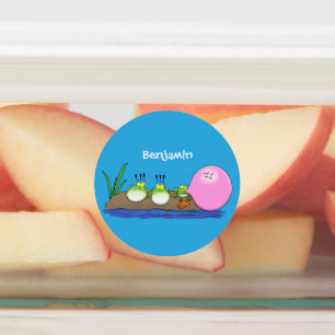 Étiquettes Jolie grenouilles drôles bubblegum dessin animé il
