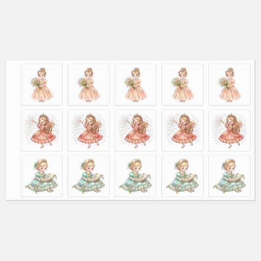 Étiquettes Jolie Princesse (Feuille)