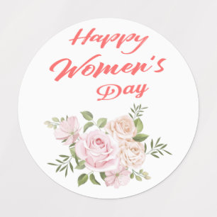 Étiquettes jour heureux des femmes blanc