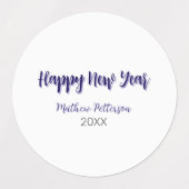 Étiquettes Joyeuse nouvelle année violet noir ajouter nom ann (Design 2)