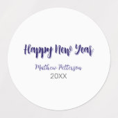 Étiquettes Joyeuse nouvelle année violet noir ajouter nom ann (Design 1)