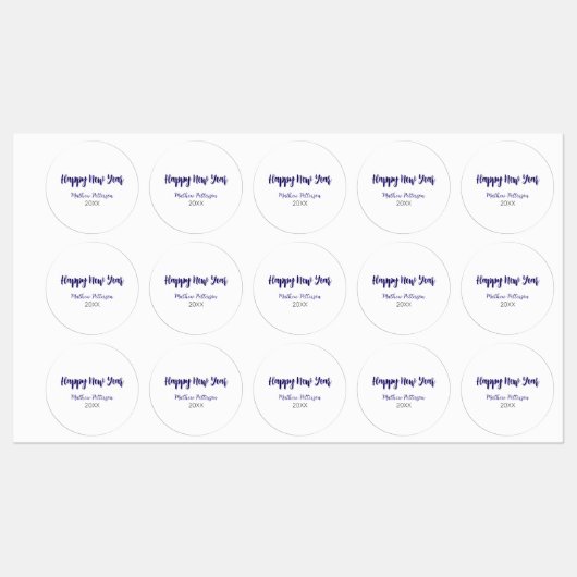 Étiquettes Joyeuse nouvelle année violet noir ajouter nom ann (Feuille)