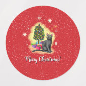 Étiquettes Joyeux chat de Noël (Design 1)