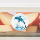 Étiquettes Joyeux dauphin de saut avec des bulles (Apposé)