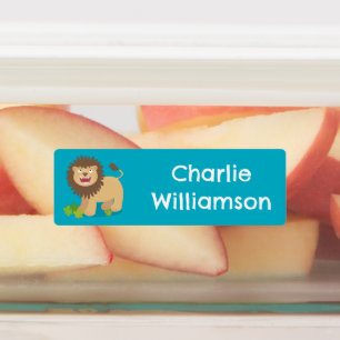 Étiquettes Joyeux dessin animé du lion rugissant personnalisé