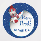 Étiquettes Joyeux Merci Snowman (Design 1)