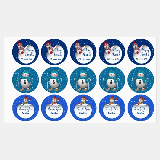 Étiquettes Joyeux Merci Snowman (Feuille)