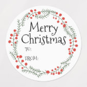 Étiquettes Joyeux Noël à partir d'un cadre rustique en couron (Design 1)