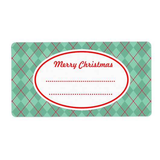 Étiquettes Joyeux Noël Green Argyle (Devant)