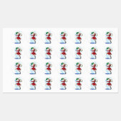 Étiquettes Joyeux Snowman et Fille Dance Tango fête de Noël (Feuille)