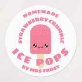 Étiquettes Kawaii Fraise Crumer Glaces Pops (Design 1)