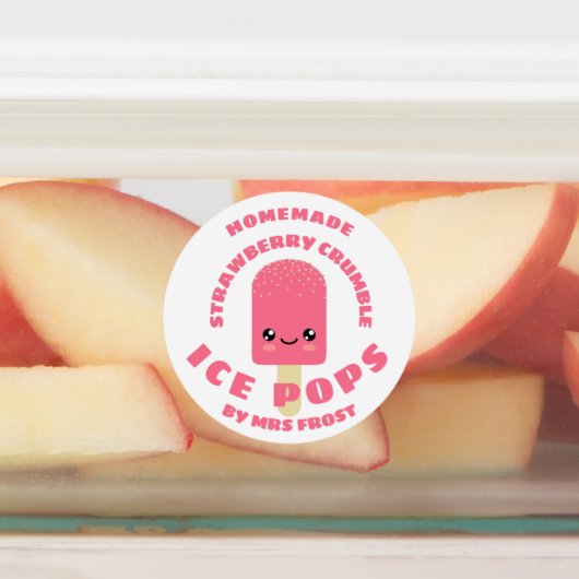 Étiquettes Kawaii Fraise Crumer Glaces Pops (Apposé)